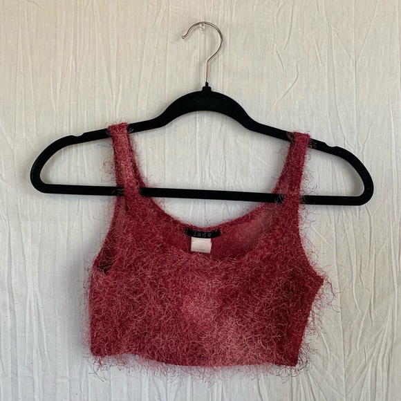 Jade Pink Fuzzy Knitted Ultra Crop Top Bra Womens Size S - Picture 1 of 5